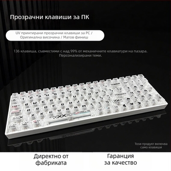 Механични клавишни капачета за клавиатура с UV печат, петстранично прозрачен дизайн, пластмасов материал, модел Yhjpc01, колекция прозрачни печати, съвместими с 6.25u