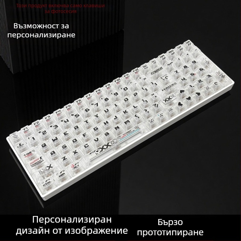 Механични клавишни капачета за клавиатура с UV печат, петстранично прозрачен дизайн, пластмасов материал, модел Yhjpc01, колекция прозрачни печати, съвместими с 6.25u