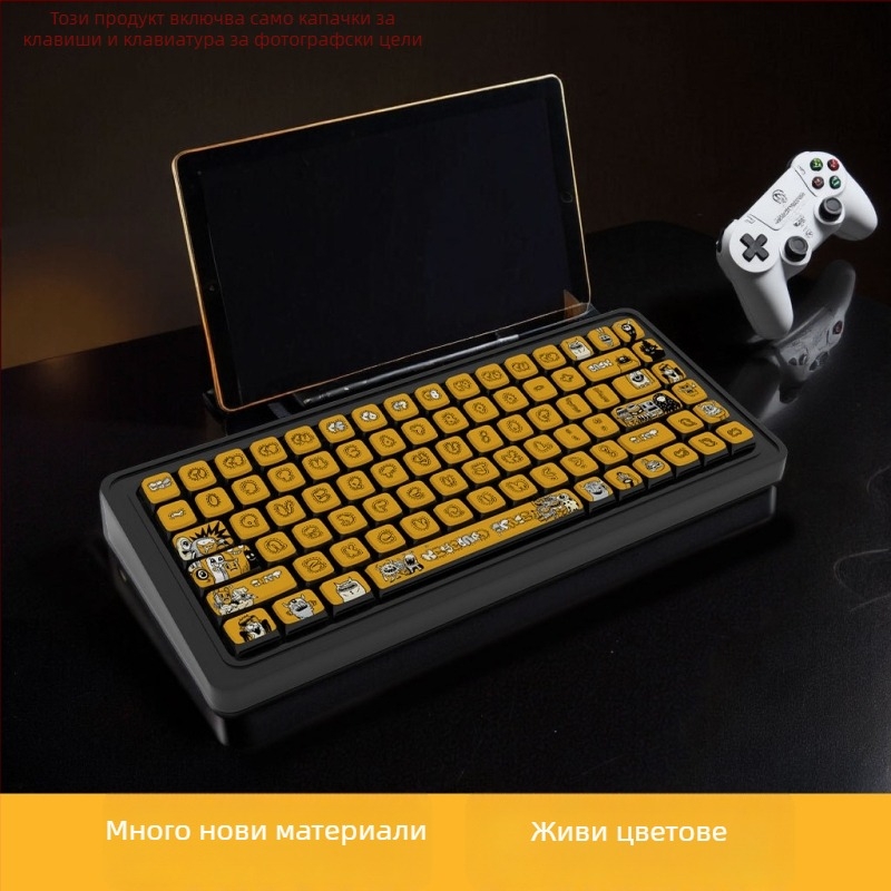 Механични клавиатурни капачета Pudding, PBT с прозрачен PC материал, прозрачен от всички страни, сублимационен печат, модел Tybt40 graffiti 20250529, 1-годишна гаранция