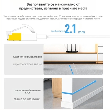Hepuhto CAT8 RJ45 плосък кабел 10Gbps чиста мед