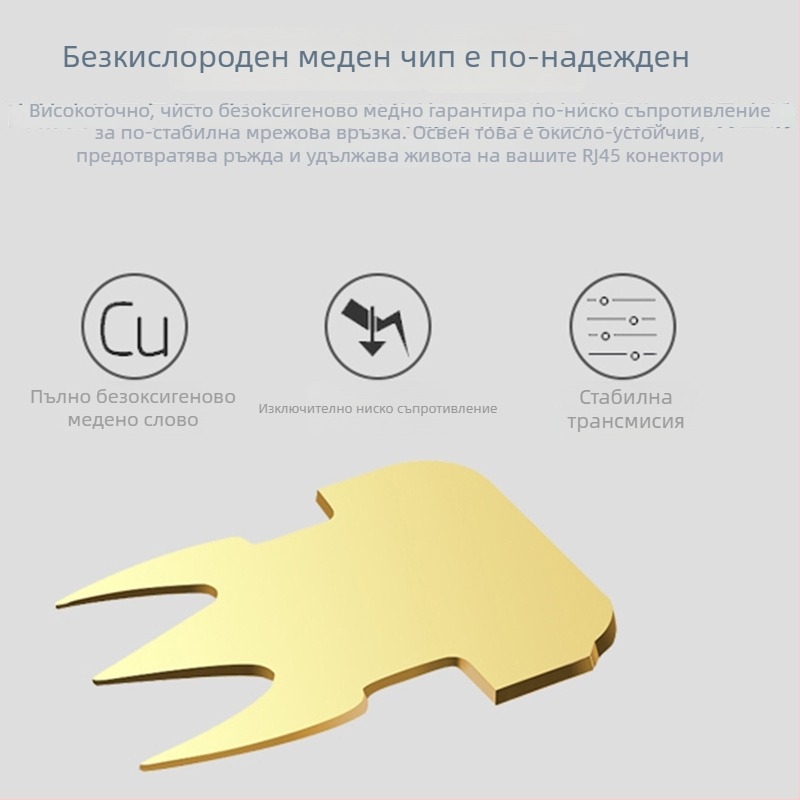 RJ45 Cat6 Shielded Ethernet щепсел, 8-ядрен, чисто мед