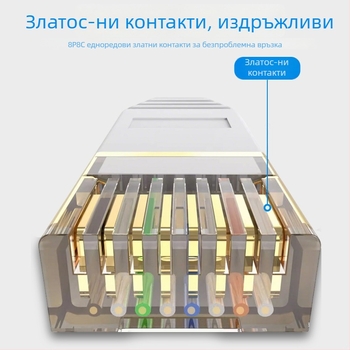 Cat7 90° RJ45 патч кабел, прав ъгъл, 10Gbps, двойна извивка