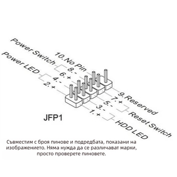 9-пинов фронтален jumper разширение за захранване и рестарт на настолен компютър
