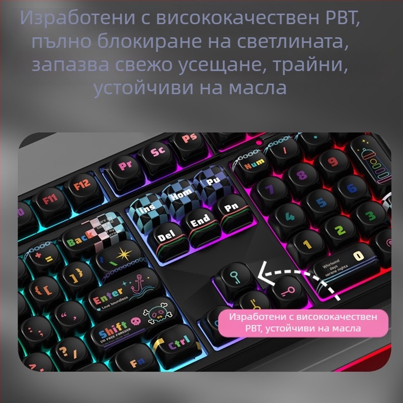 Персонализирана клавишна капачка за механична клавиатура — PBT sublimation, съвместима с универсални клавиатури, Moa тема клавишни капачки