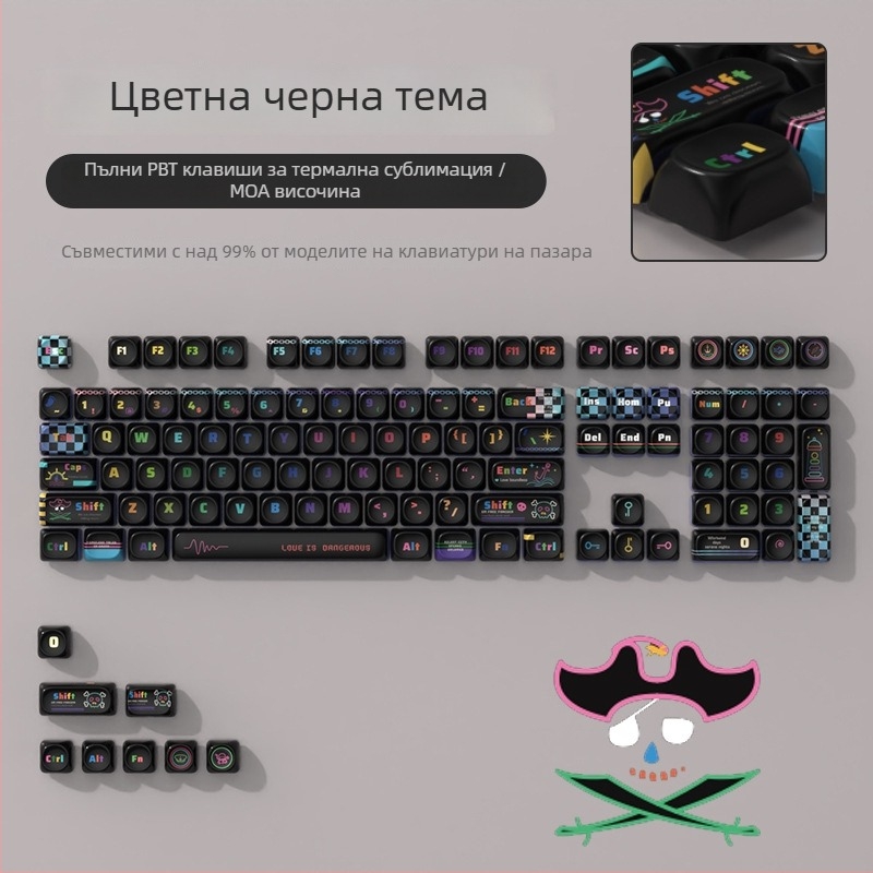 Персонализирана клавишна капачка за механична клавиатура — PBT sublimation, съвместима с универсални клавиатури, Moa тема клавишни капачки