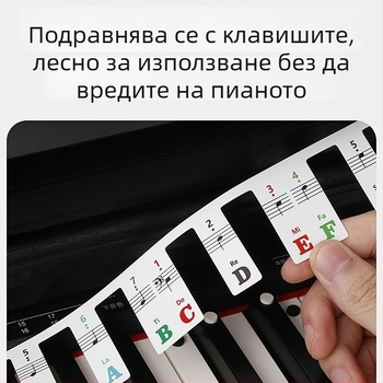 Maner стикер за клавиатура на пиано, 88 клавиша, без залепване, маркери за ноти за петолинейна нотна система