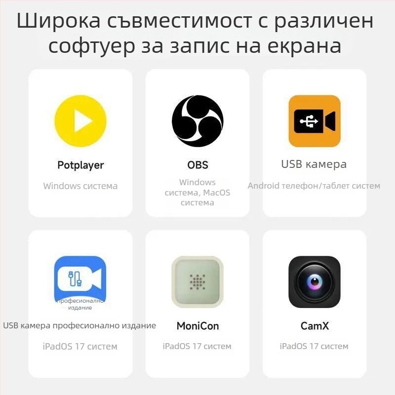 Карта за видеозаснемане 4K с USB стрийминг и loop-out, съвместима с PS5, Nintendo Switch и камери, Windows