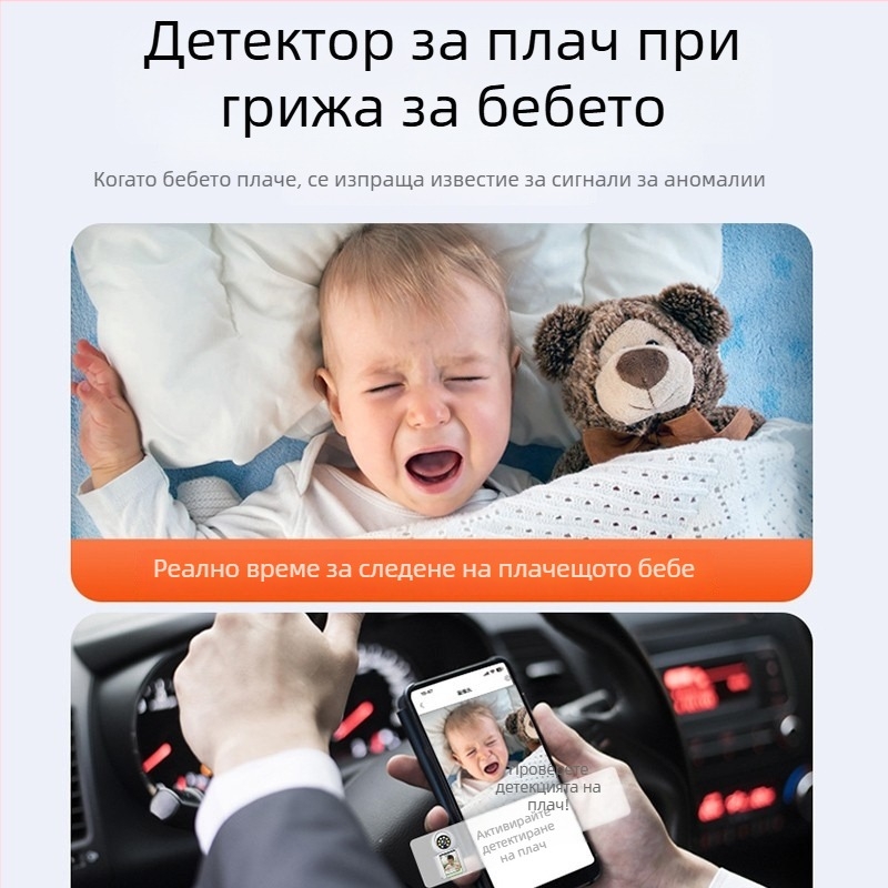 IP камера за наблюдение на бебета и възрастни с мобилно приложение, 720p, обхват 10-30 m, нощно виждане