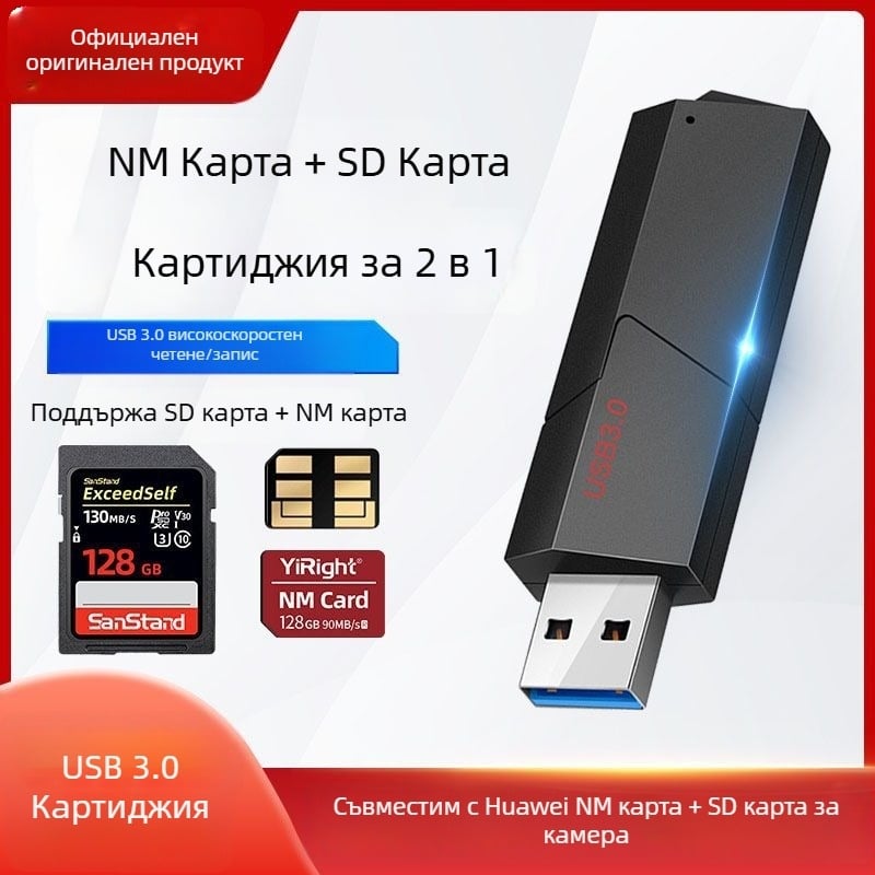 Външен четец за NM и SD карти USB 2.0 – пластмасов корпус, OEM и печат на лого, персонализиране по чертежи