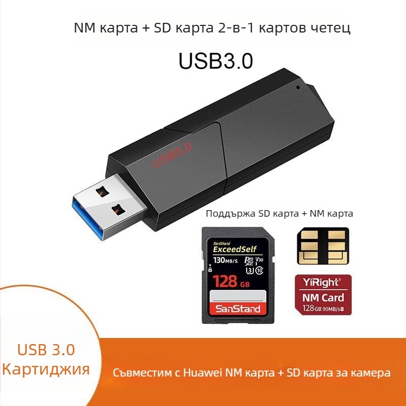 Външен четец за NM и SD карти USB 2.0 – пластмасов корпус, OEM и печат на лого, персонализиране по чертежи