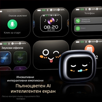 AI интелигентна Bluetooth слушалка за едновременно превод със ушен държач, запис и транскрипция, Android/iOS, Bluetooth 5.4, 400mAh, 45g, управление с докосване и бутон, модел 2025
