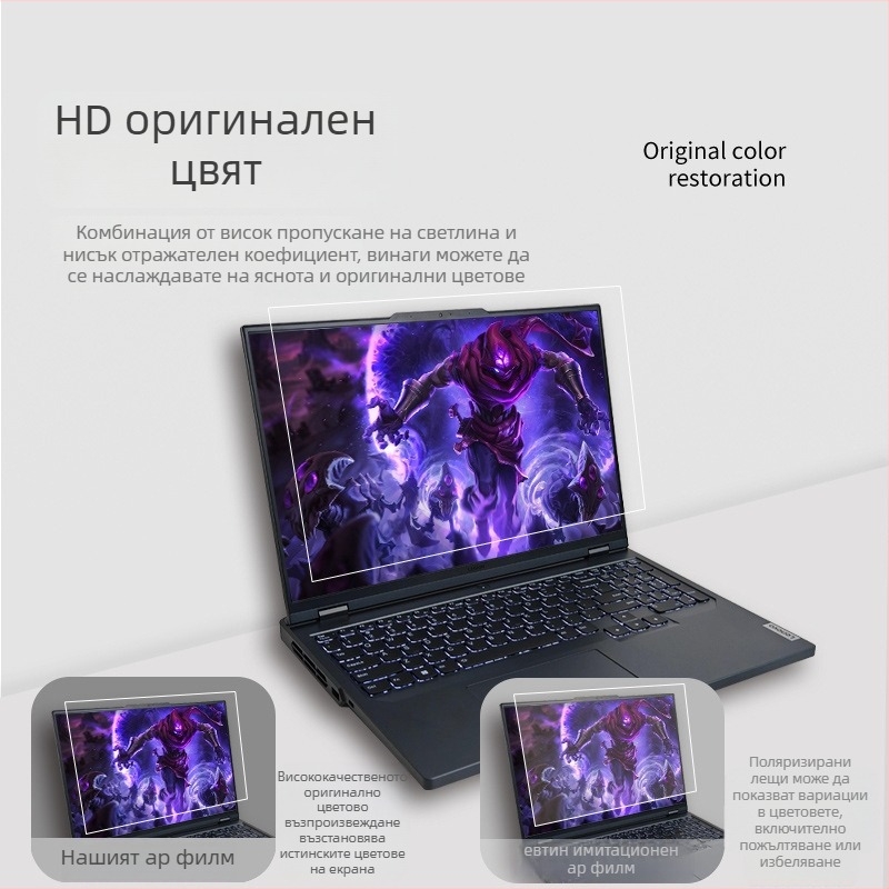 Lenovo Legion Y9000P/Y7000P AR протектор за екран — трислойна PET, AR антиотразително покритие, 96% пропускливост на светлината, антиотпечатък, покритие