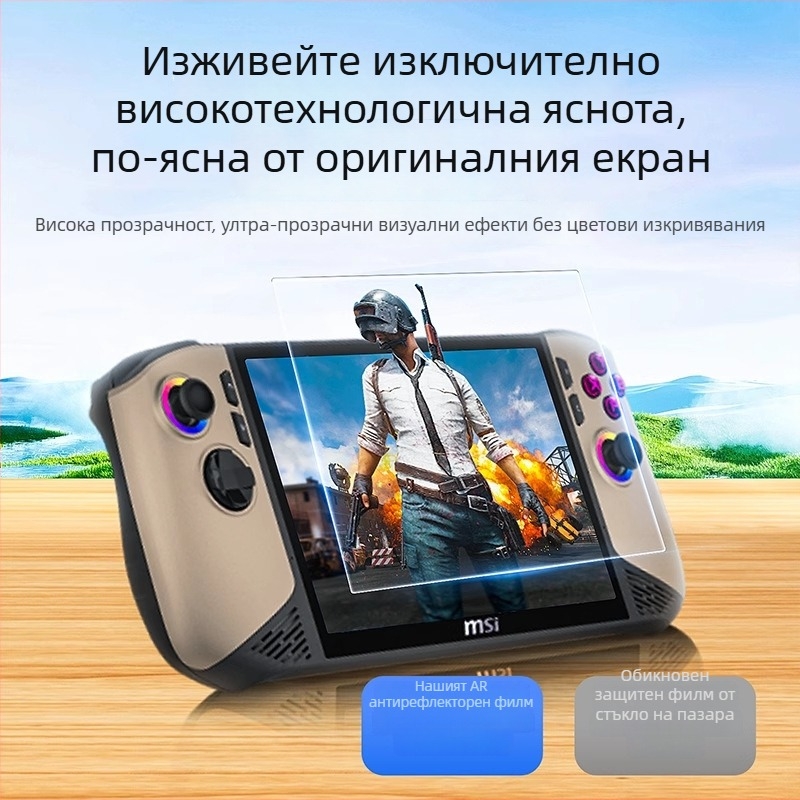 MSI Claw8 AI+ AR антиотразителна филм за дисплей – 0,17 мм, 95% пропускливост, пълно покритие, антиотпечатък, HD качество