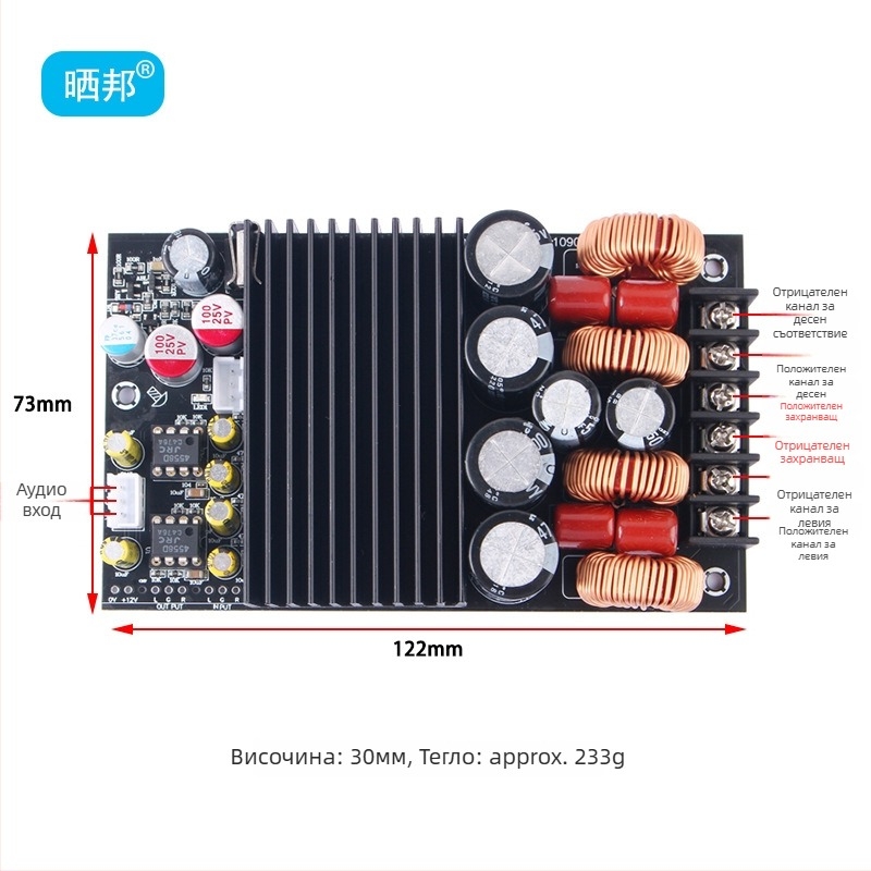 Sunbang 600W HiFi цифрова платка за усилване (двуканален, TPA3255)