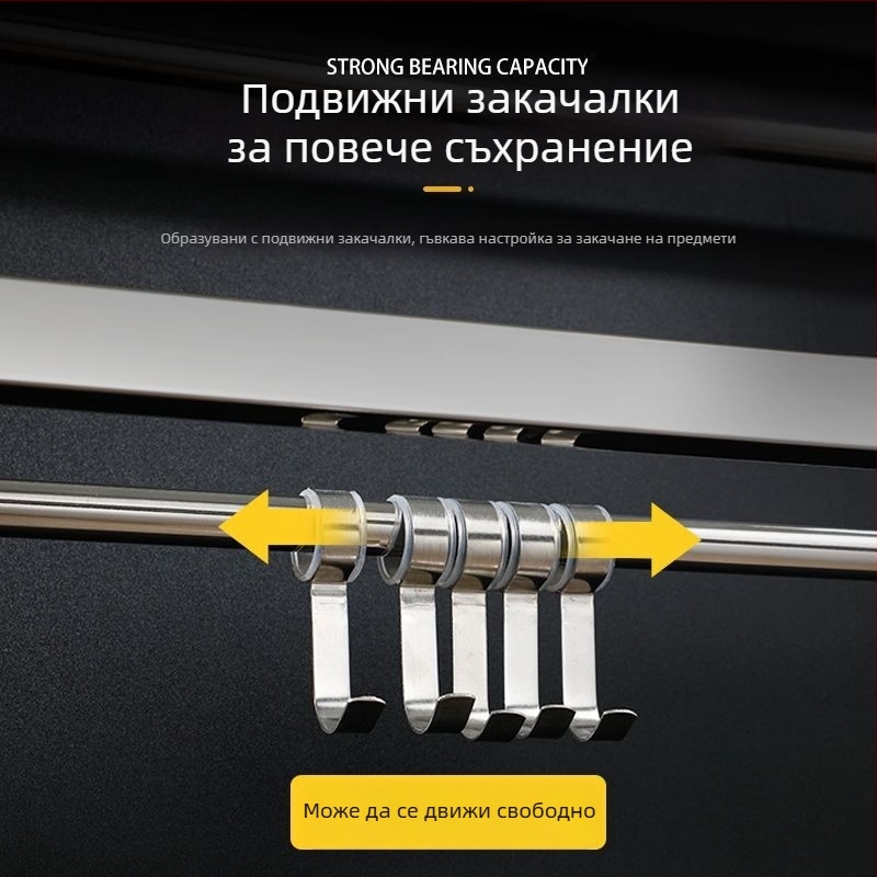 Държач за кърпи от неръждаема стомана, без пробиване, сгъваем за баня, 1 ниво, товароподемност до 1 кг