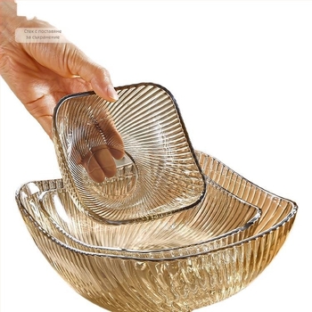 Стъклена чиния за плодове за хол, дисплей за лакомства, креативна купа за плодове, първокласно качество