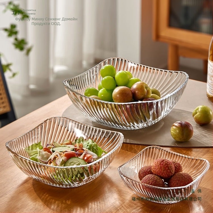 Стъклена чиния за плодове за хол, дисплей за лакомства, креативна купа за плодове, първокласно качество