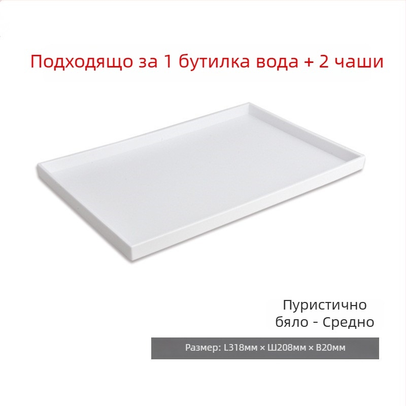 Чайна тава за хотелски стаи — пластмасова, квадратна форма, модерен минимализъм, повърхност с ръчно рисувано покритие