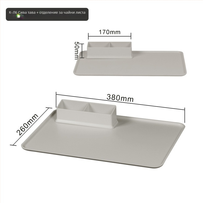 Чайна тава за хотелски стаи — пластмасова, квадратна форма, модерен минимализъм, повърхност с ръчно рисувано покритие