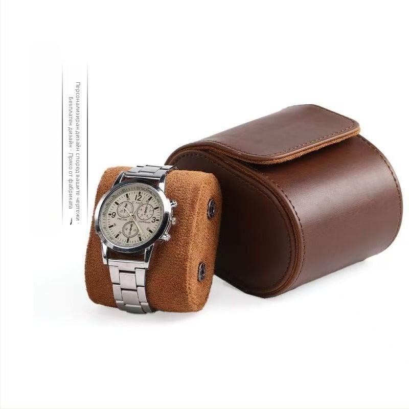 Кожена кутия за един часовник, класически европейско/американски дизайн, възможност за лого и персонализация, пакет от 10 броя