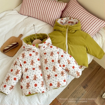Детско зимно яке с подплата полар, памучна смес 71–80%, дебело, за деца 3–8 г, есенно-зимно