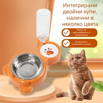 Двойна автоматична купа за котки – пластмасова, с автоматично хранене, марка Le Teng