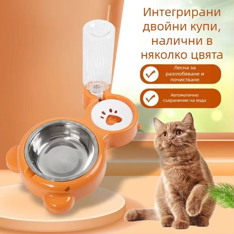 Двойна автоматична купа за котки – пластмасова, с автоматично хранене, марка Le Teng