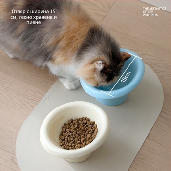 Meoof котешка керамична купа за бавно хранене с комплект за автоматично хранене