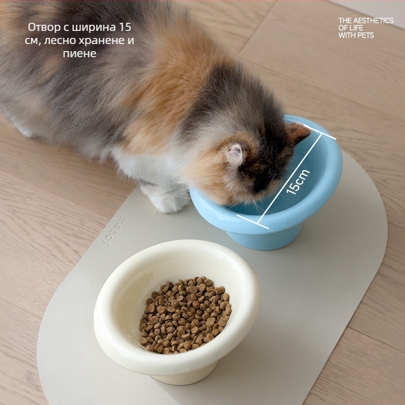 Meoof котешка керамична купа за бавно хранене с комплект за автоматично хранене