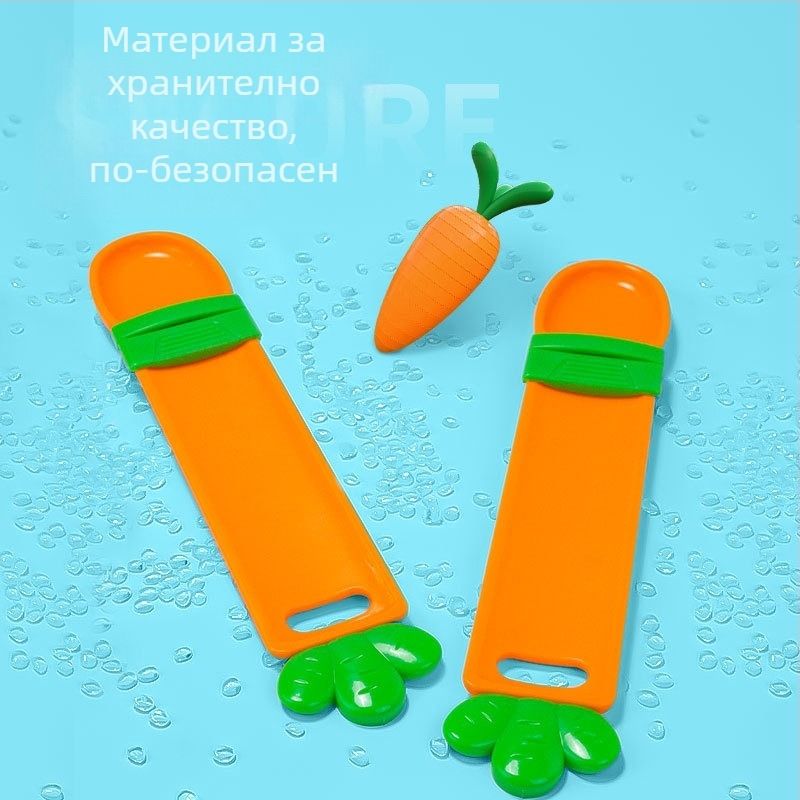 Морковоподобна лъжичка за лакомства за котки, едноръчна дюза за хранене, пластмасова, марка Pida Meow