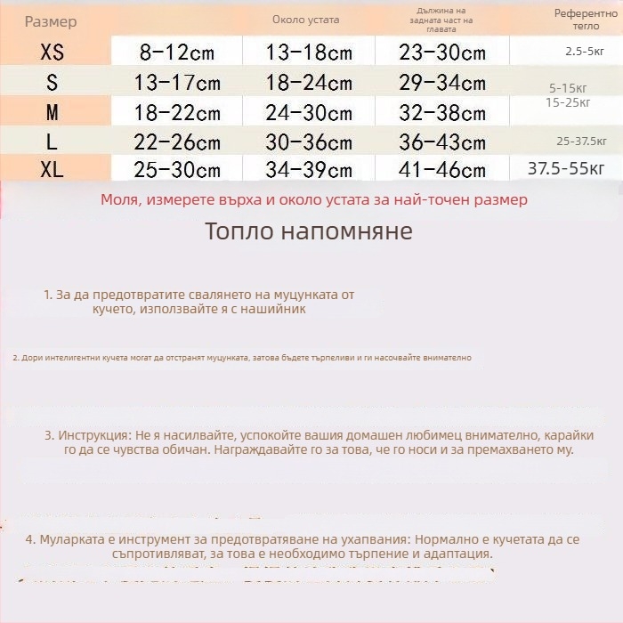 Намордник за кучета – мека кожа, против ядене, против ухапване, против лаене