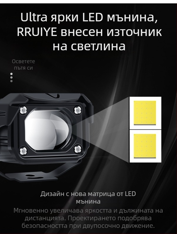 60W 12-37V LED предни мъглови фарове със леща кондензатор, корпус от авиационен алуминий, голям стоманен прожектор за мотоциклети/офроуд/пикап, живот на лампата 5000 часа