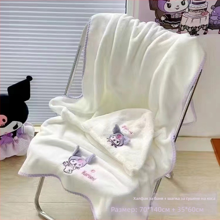 Комплект три кърпи за баня от коралов флис, 3 части, 120D, плътна тъкан, 280 g, включва кърпа за тяло и кърпа за лице, карикатурна бродерия