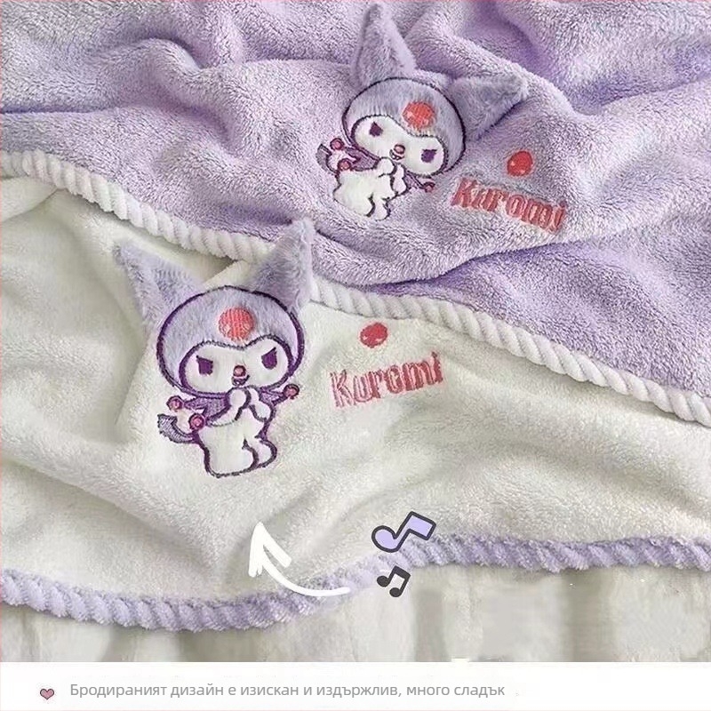 Комплект три кърпи за баня от коралов флис, 3 части, 120D, плътна тъкан, 280 g, включва кърпа за тяло и кърпа за лице, карикатурна бродерия