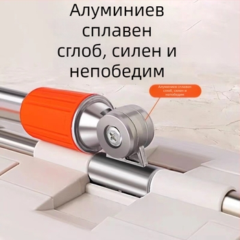 Плосък моп с ламиниран плат за дървени подове — глава от суперфинни влакна, дръжка от неръждаема стомана, четиристранно изцеждане, двойно задвижване