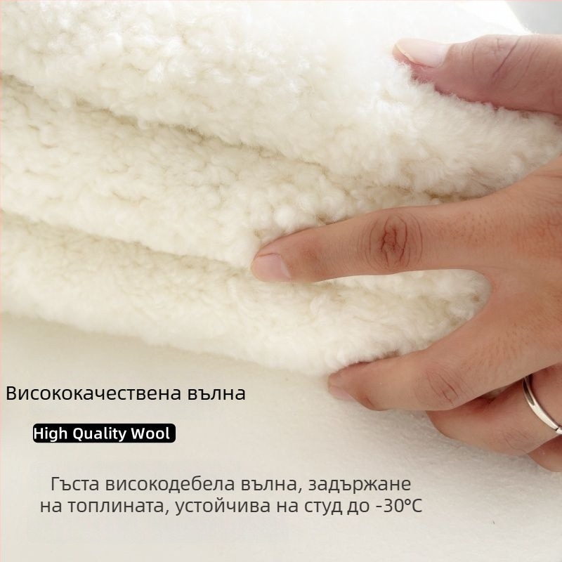 Мъжки жилет от зайчи пух и кадифено платно, с качулка, V-образно деколте, ивици