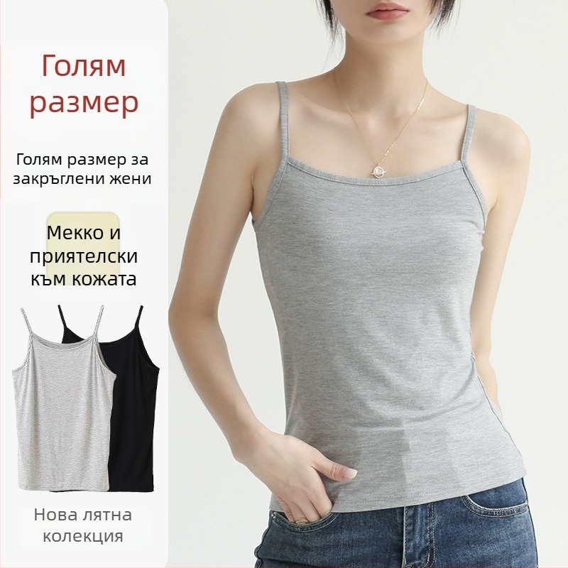 Потник с презрамки, безшевна едночастова кройка, кръгла яка, лято (80–90% модал, 181–200 г/м²)