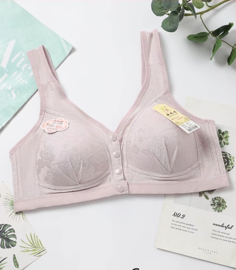 Дамски сутиен с предно закопчаване, дантелен, пълна чашка, тънък формован чашка, без метални пръстени, памучна подплата, фиксирани двойни презрамки, за възраст 40–60