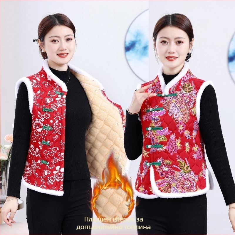 Памучен жилет с флорален десен, градски стил, японско-корејски неформален стил, дължина 50–65 cm