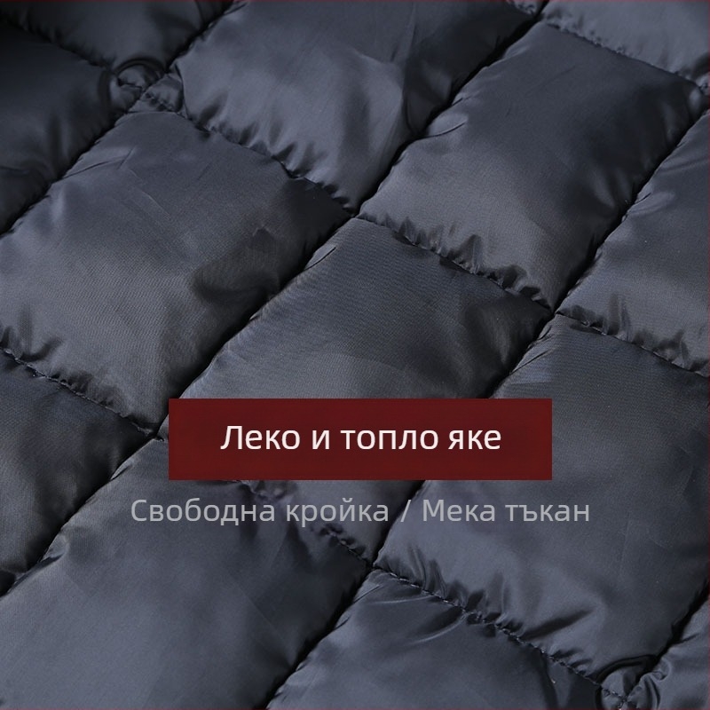 Мъжка памучна жилетка за зима, V-образно деколте, дебела подплата, полиестерна тъкан, шарка с точки