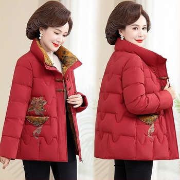 Женско памучно подплатено зимно палто от полиестер, стойковидна яка, цип, дълги ръкави