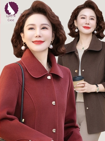 Женско реверсивно твидено тренч палто, урбан стил, полиестерово влакно, съдържание полиестер 30–50%, солиден модел, дължина 50–65 см