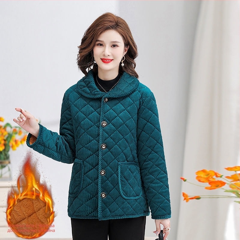 Дамско Corduroy палто с пълнеж от полиестер-памук, дебело топло зимно яке с ревери, свободен силует, дълги ръкави, закопчаване с катарами