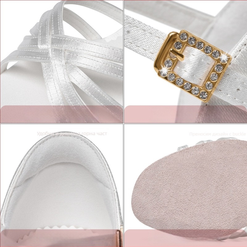 Детски латински обувки за танци с мека подметка, нисък ток, дишащи и леки за момичета