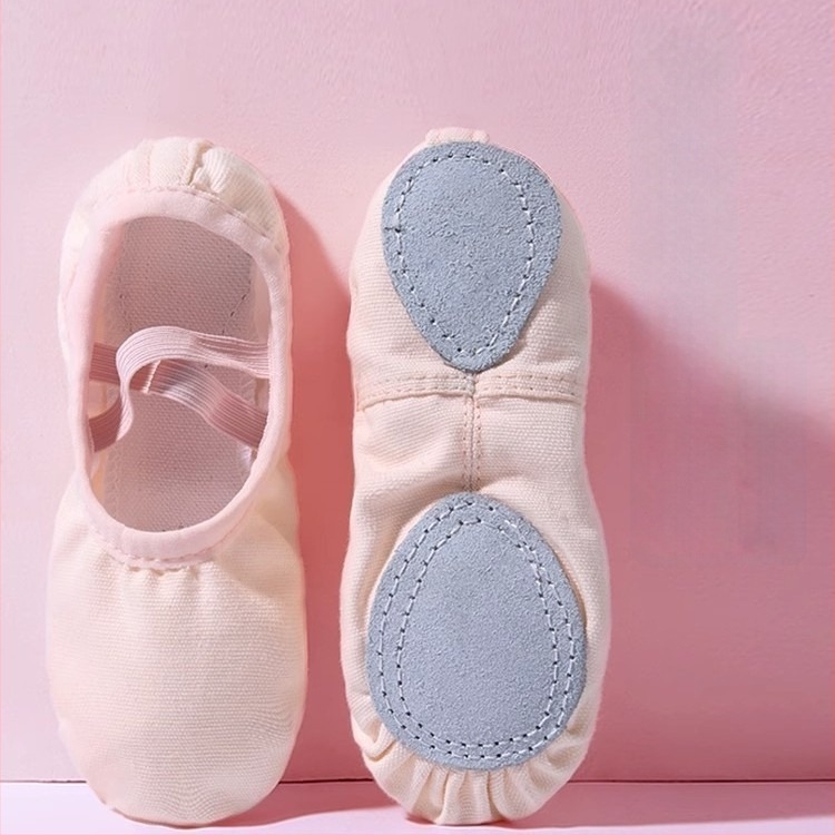Балетни обувки с мека подметка за жени и момичета, платнена горна част, практични балетни обувки за тренировка, без кожен нос