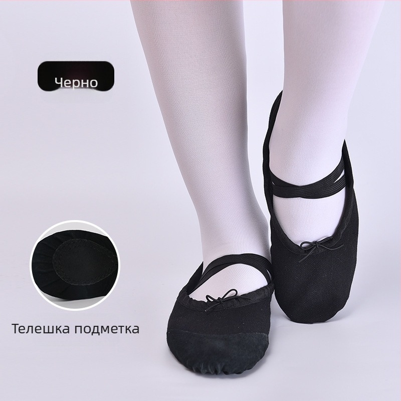 Балетни обувки с мека подметка за жени и момичета, платнена горна част, практични балетни обувки за тренировка, без кожен нос