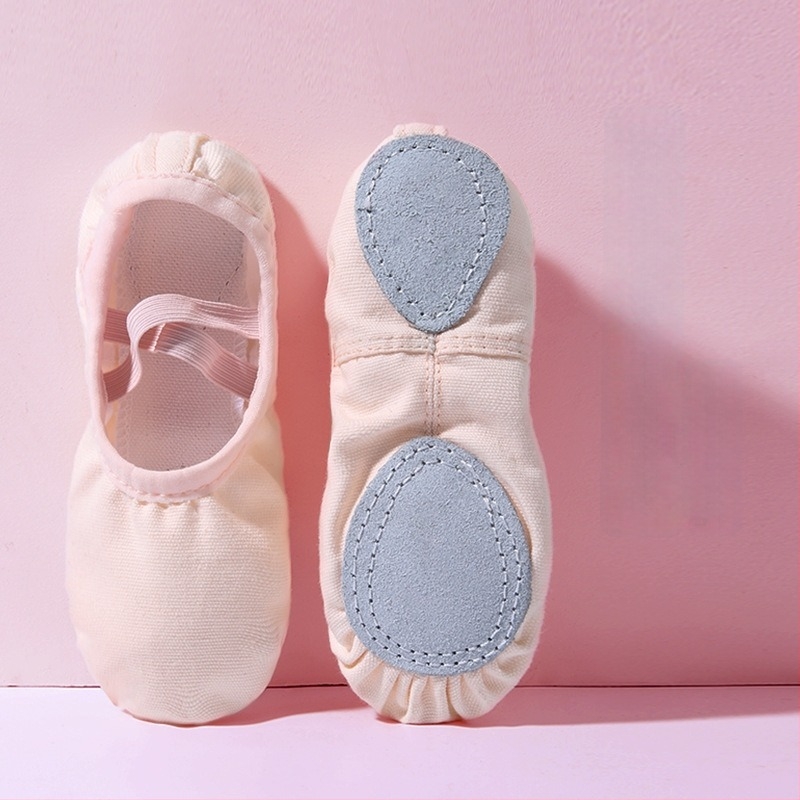 Балетни обувки с мека подметка за жени и момичета, платнена горна част, практични балетни обувки за тренировка, без кожен нос