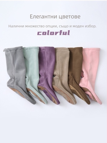 Танцови обувки за загряване с флисово подплъване, противохлъзгаща подметка, балетна тренировка за възрастни жени, мека подметка