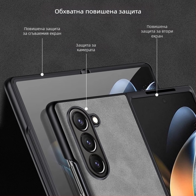 Заден калъф за Samsung Galaxy Z Fold3 - TPU кожа, инжекционно формован, бизнес стил, защита от износване и падане
