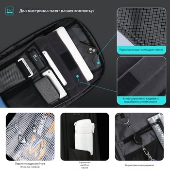 Раница за лаптоп за бизнес и пътуване, капацитет 20–35 л, Oxford плат, водоустойчива, против кражба, твърд корпус